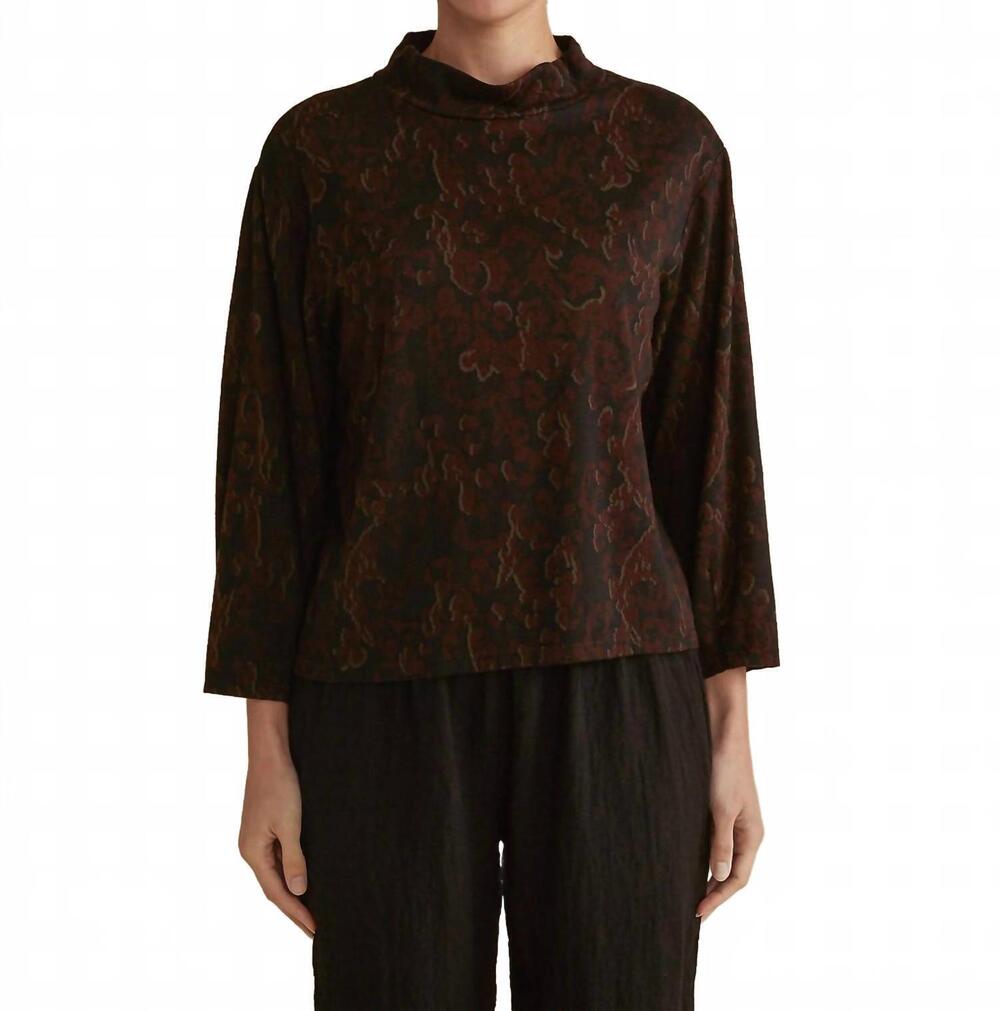 NEW CUT LOOSE mock neck top in mahogany
